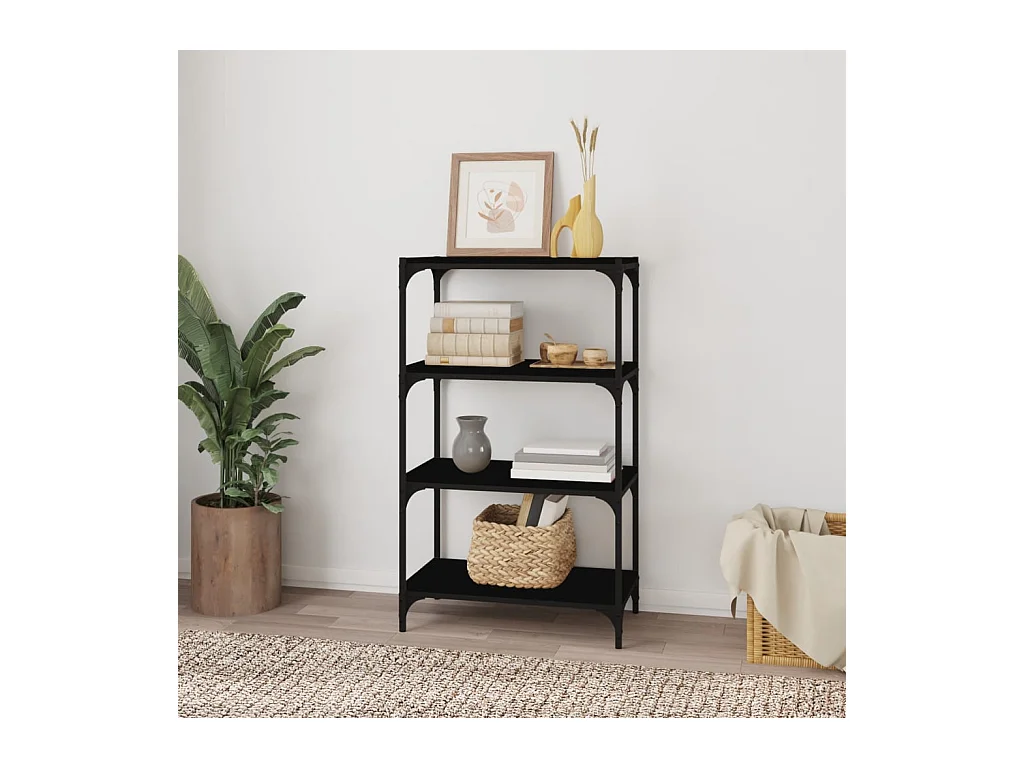 Mobile Porta libri | Scaffale Libri | Mobile di stoccaggio Nero 60x33x100cm Legno Multistrato e Acciaio