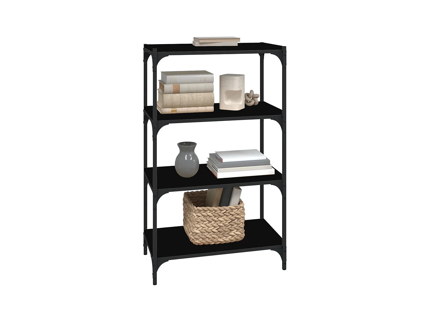 Mobile Porta libri | Scaffale Libri | Mobile di stoccaggio Nero 60x33x100cm Legno Multistrato e Acciaio