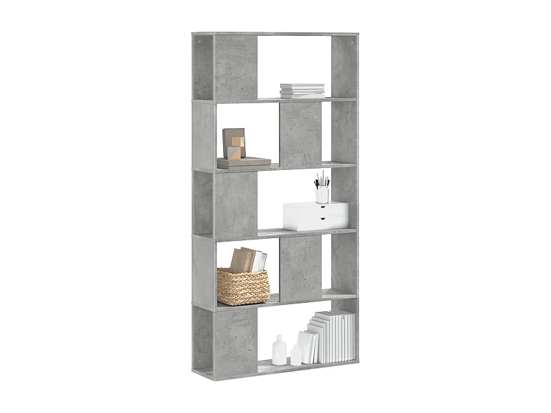 Bibliothèque | Etagère de rangement | Meuble de rangement 5 niveaux gris béton bois d'ingénierie