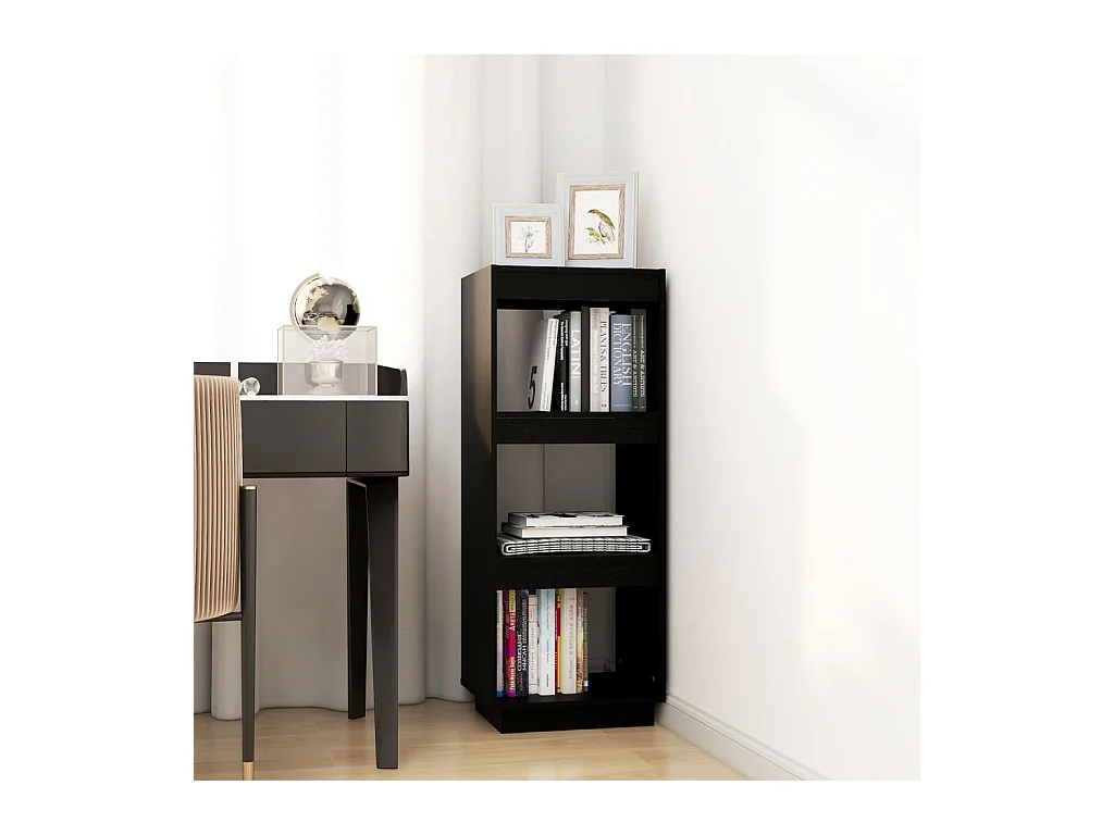 Bibliothèque | Etagère de rangement | Meuble de rangement noir 40x35x103 cm pin massif