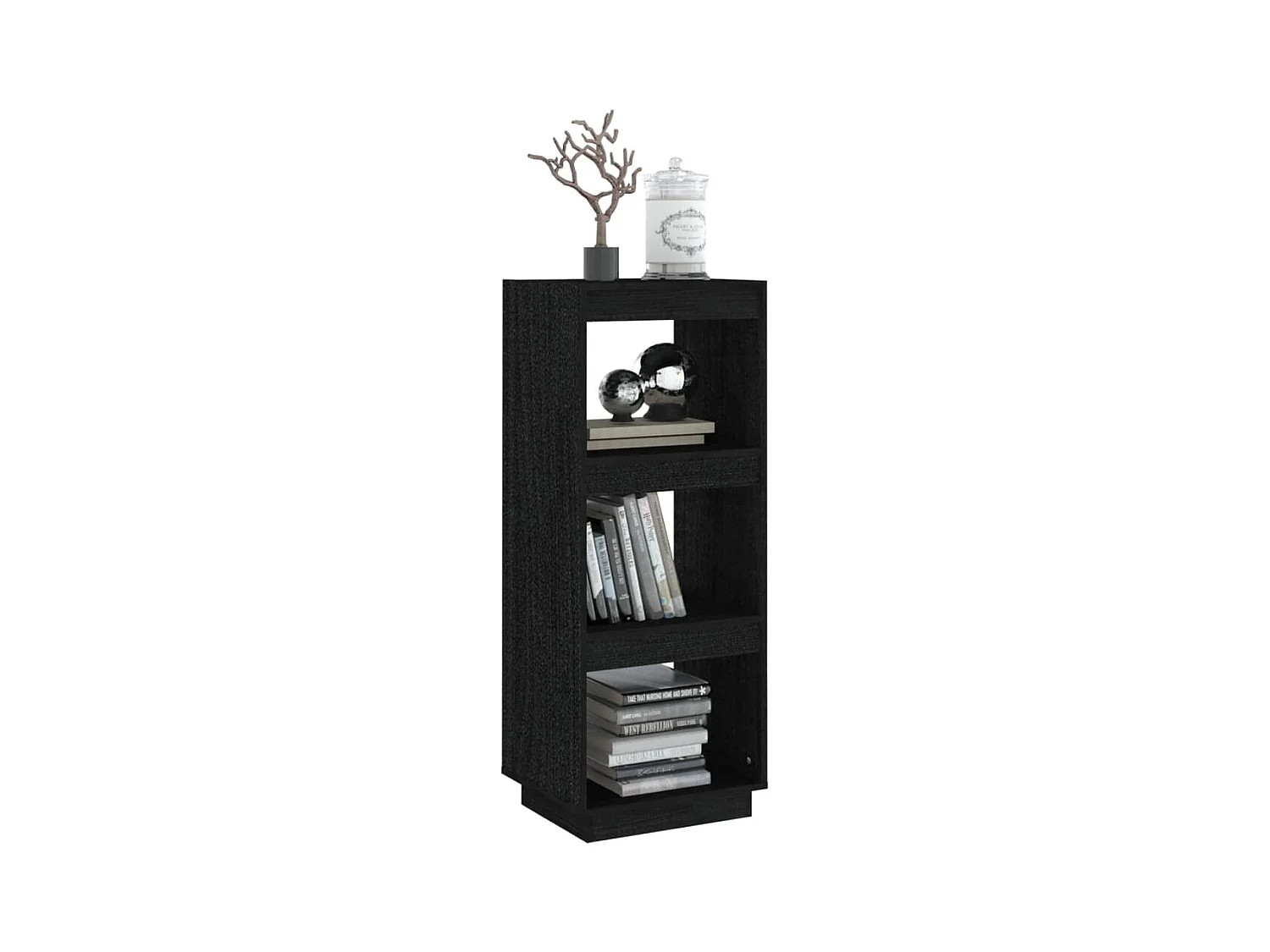 Bibliothèque | Etagère de rangement | Meuble de rangement noir 40x35x103 cm pin massif