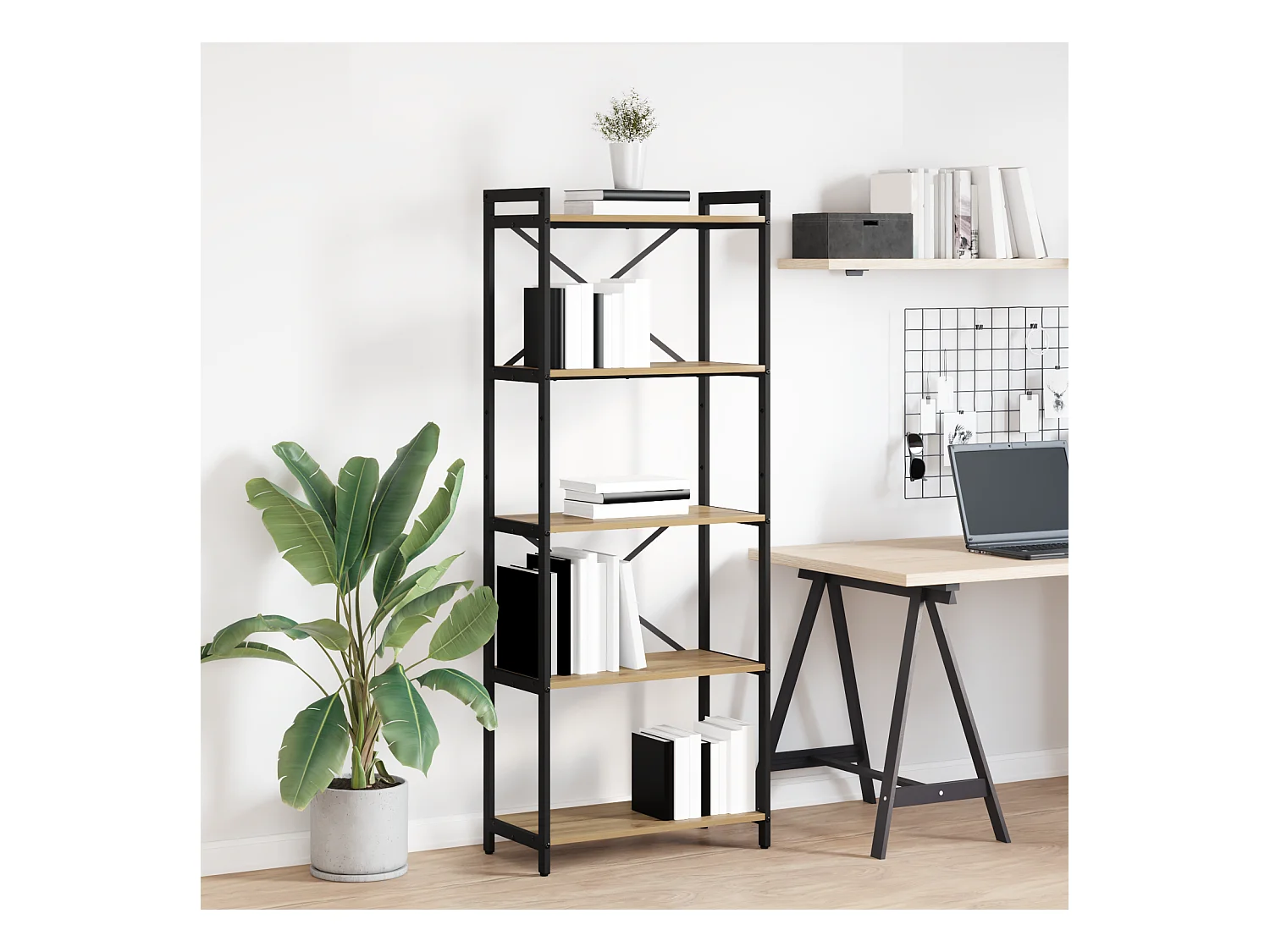 Bibliothèque | Etagère de rangement | Meuble de rangement chêne artisanal 60 x 30 x 153 cm Bois d'ingénierie