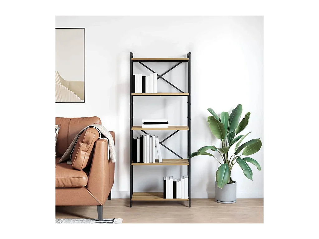 Bibliothèque | Etagère de rangement | Meuble de rangement chêne artisanal 60 x 30 x 153 cm Bois d'ingénierie