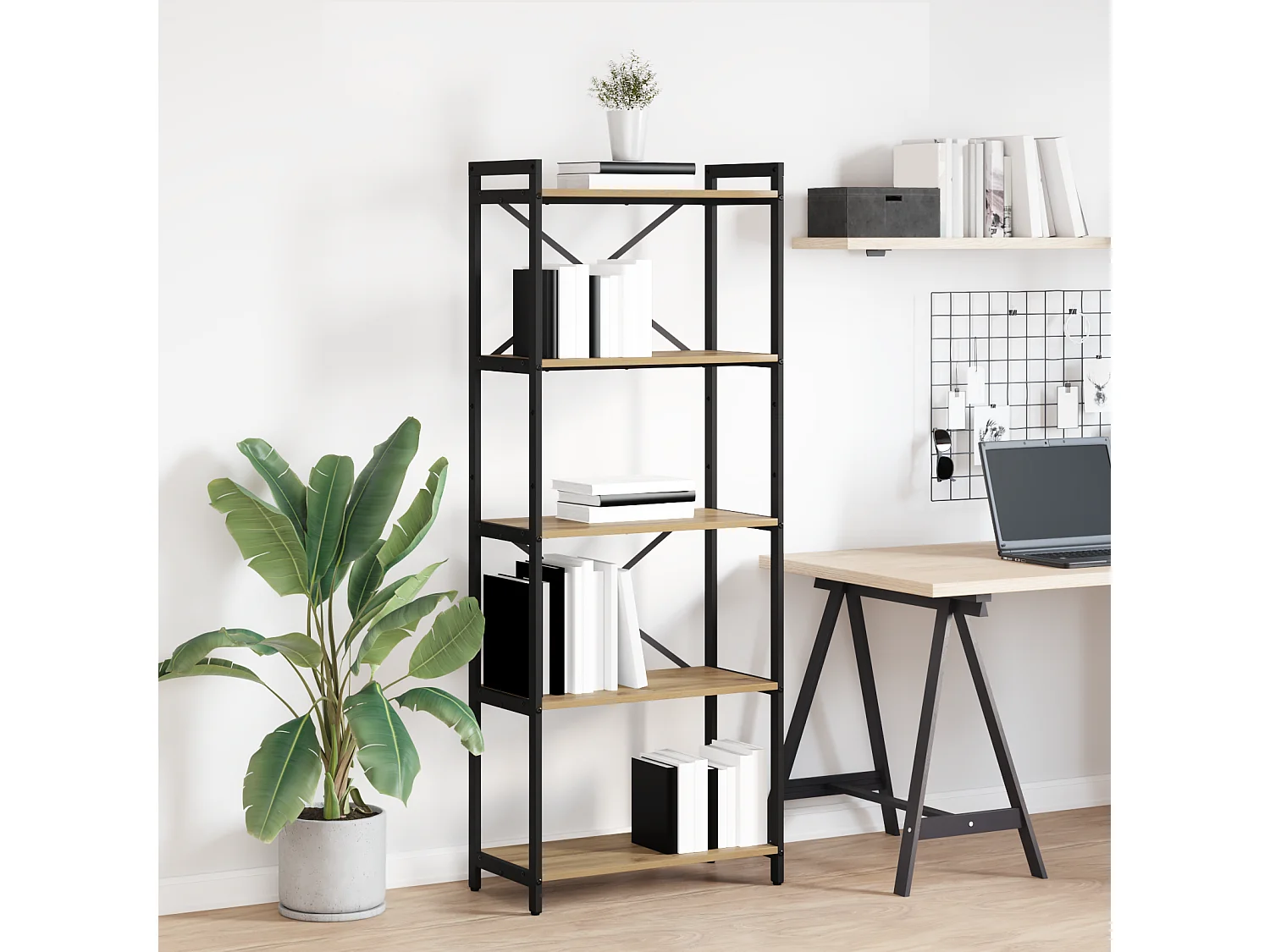 Libreria | Scaffale | Mobile di stoccaggio rovere artigianale 60 x 30 x 153 cm Legno multistrato