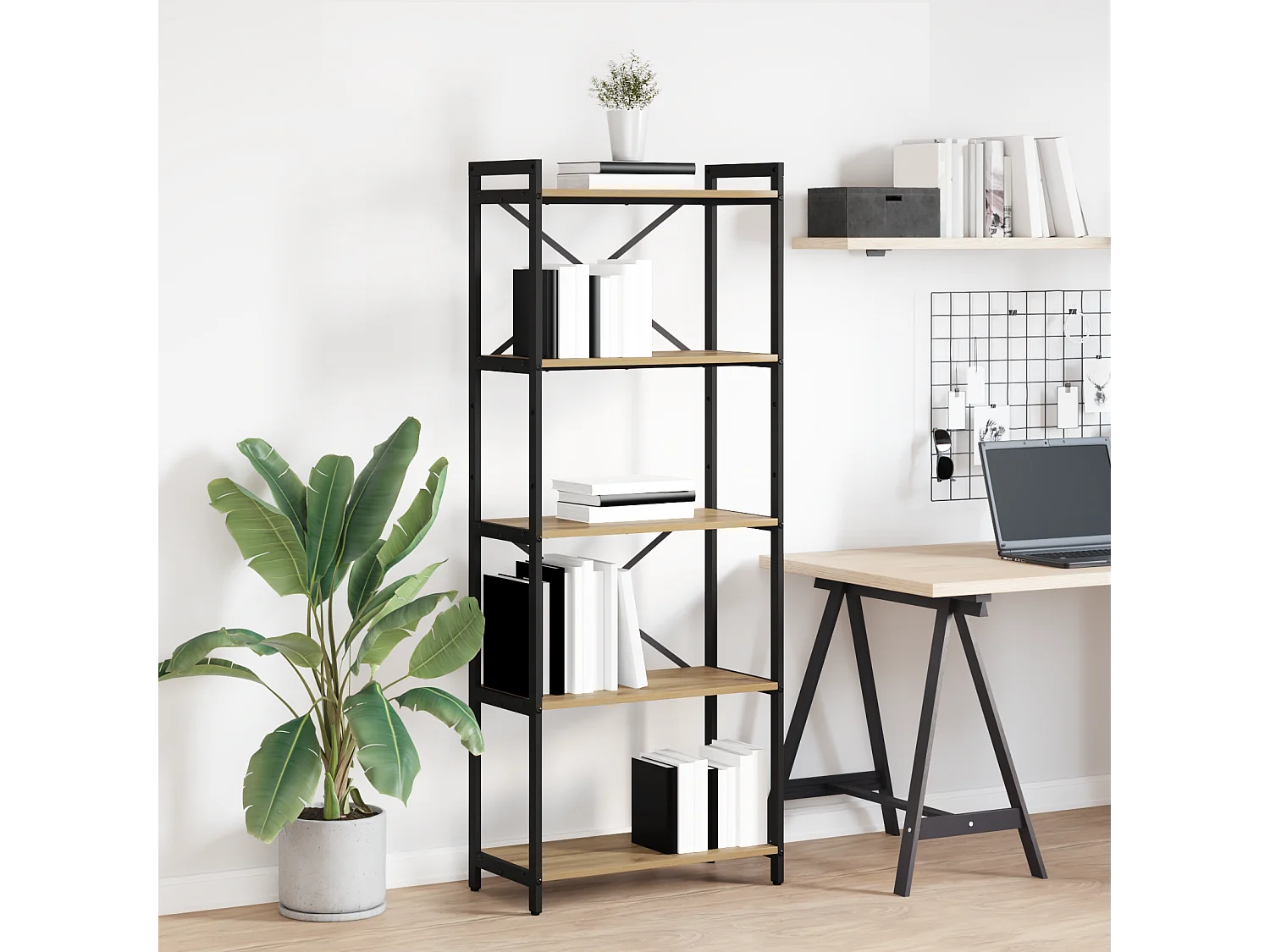 Bibliothèque | Etagère de rangement | Meuble de rangement chêne artisanal 60 x 30 x 153 cm Bois d'ingénierie