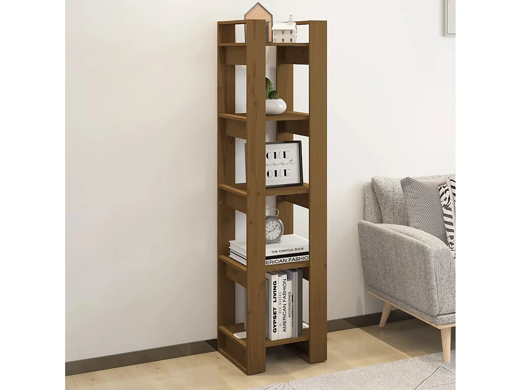 Libreria | Scaffale | Mobile di stoccaggio Divisorio Ambrato 41x35x160 cm in Massello di Pino