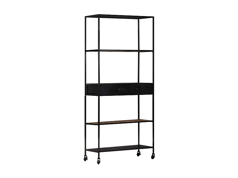 Bibliothèque | Etagère de rangement | Meuble de rangement 80x35x180 cm Bois de manguier brut et fer