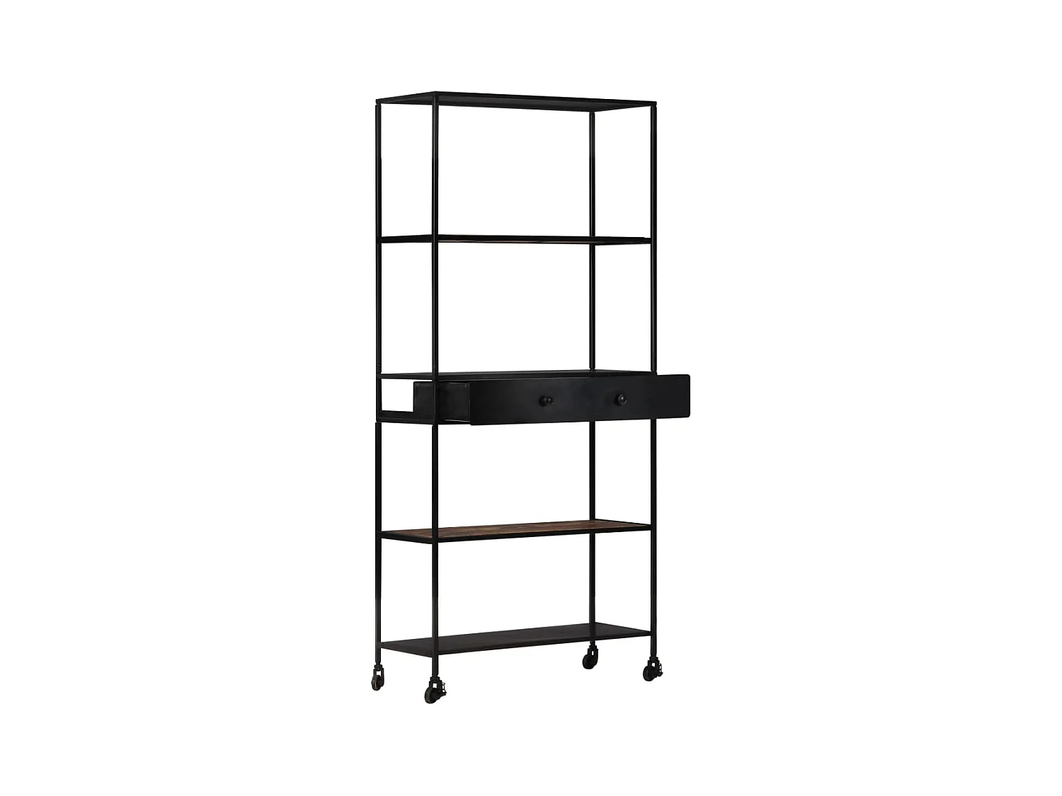 Bibliothèque | Etagère de rangement | Meuble de rangement 80x35x180 cm Bois de manguier brut et fer