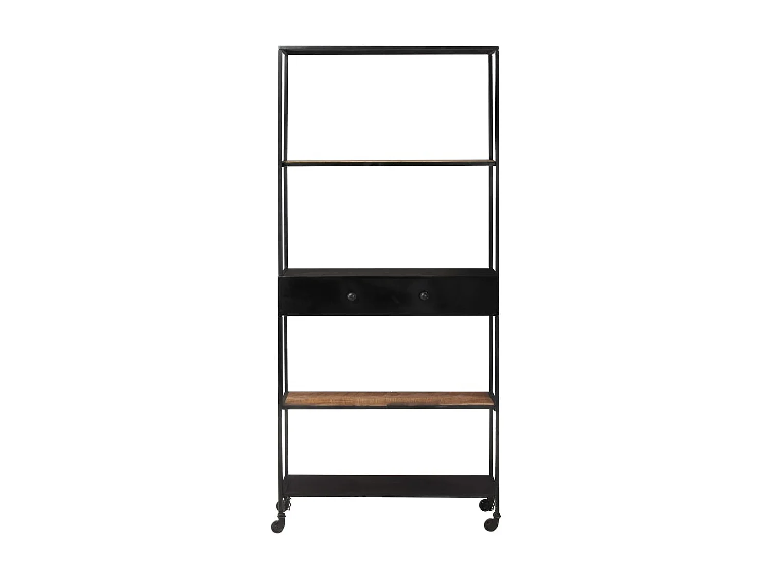 Libreria | Scaffale | Mobile di stoccaggio 80x35x180 cm in Legno di Mango Grezzo e Ferro