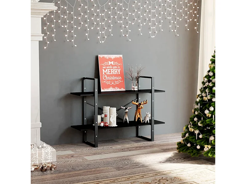 Libreria | Scaffale | Mobile di stoccaggio a 2 Ripiani Nera 100x30x70 cm in Legno Multistrato