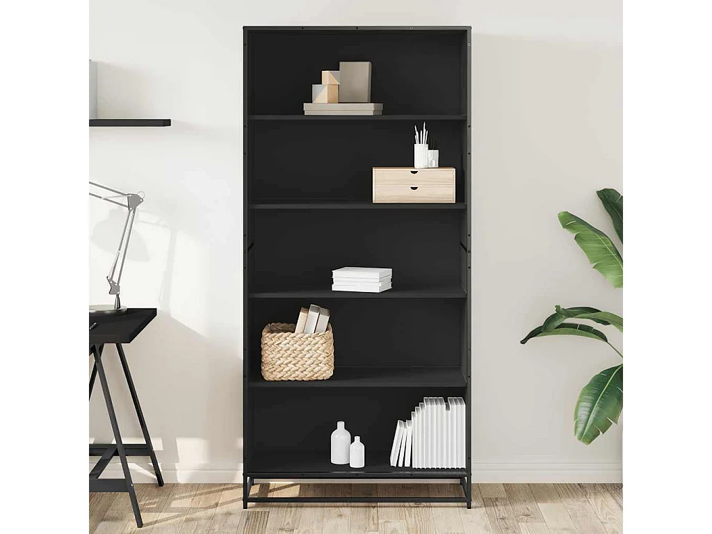Libreria | Scaffale | Mobile di stoccaggio Nera 80,5x35x170,5 cm in Truciolato