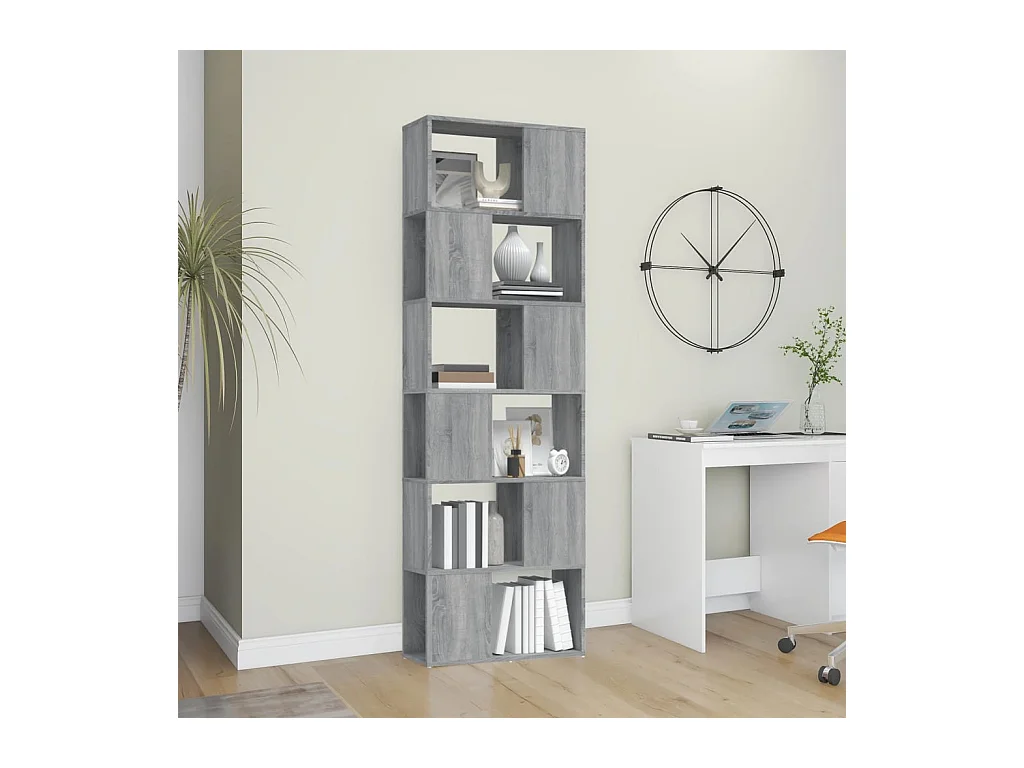 Bibliothèque | Etagère de rangement | Meuble de rangement Sonoma gris 60x24x186 cm
