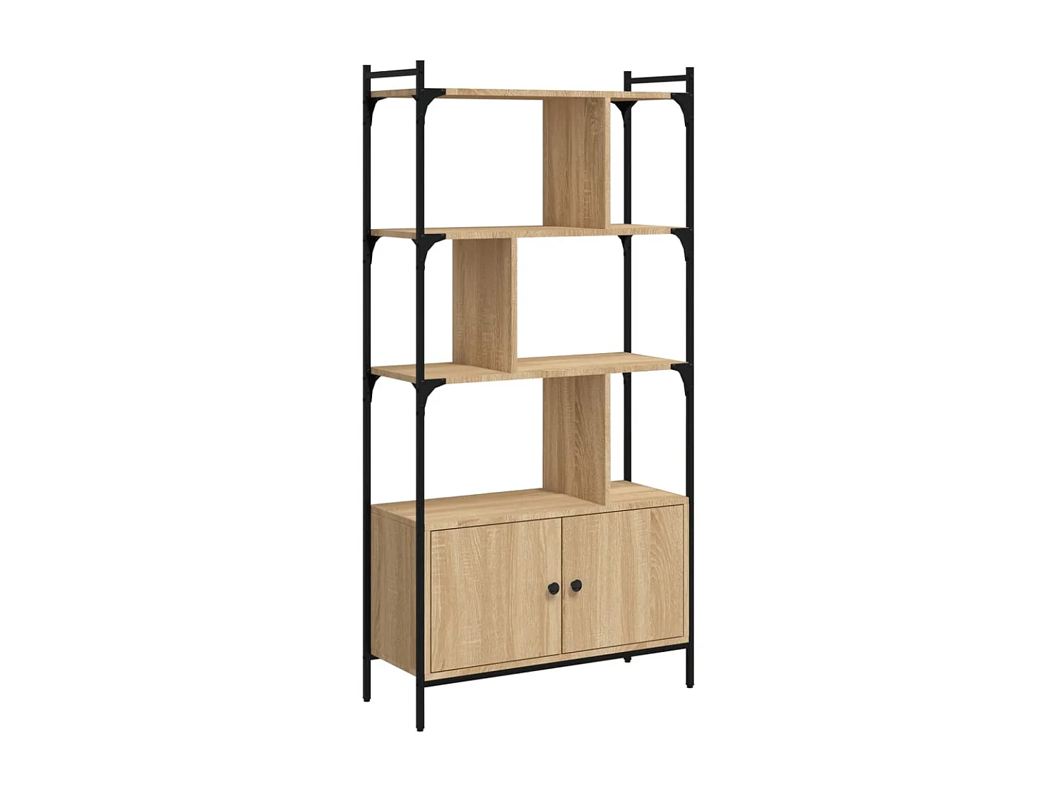 Bibliothèque | Etagère de rangement | Meuble de rangement avec portes chêne sonoma 76,5x30x154,5 cm