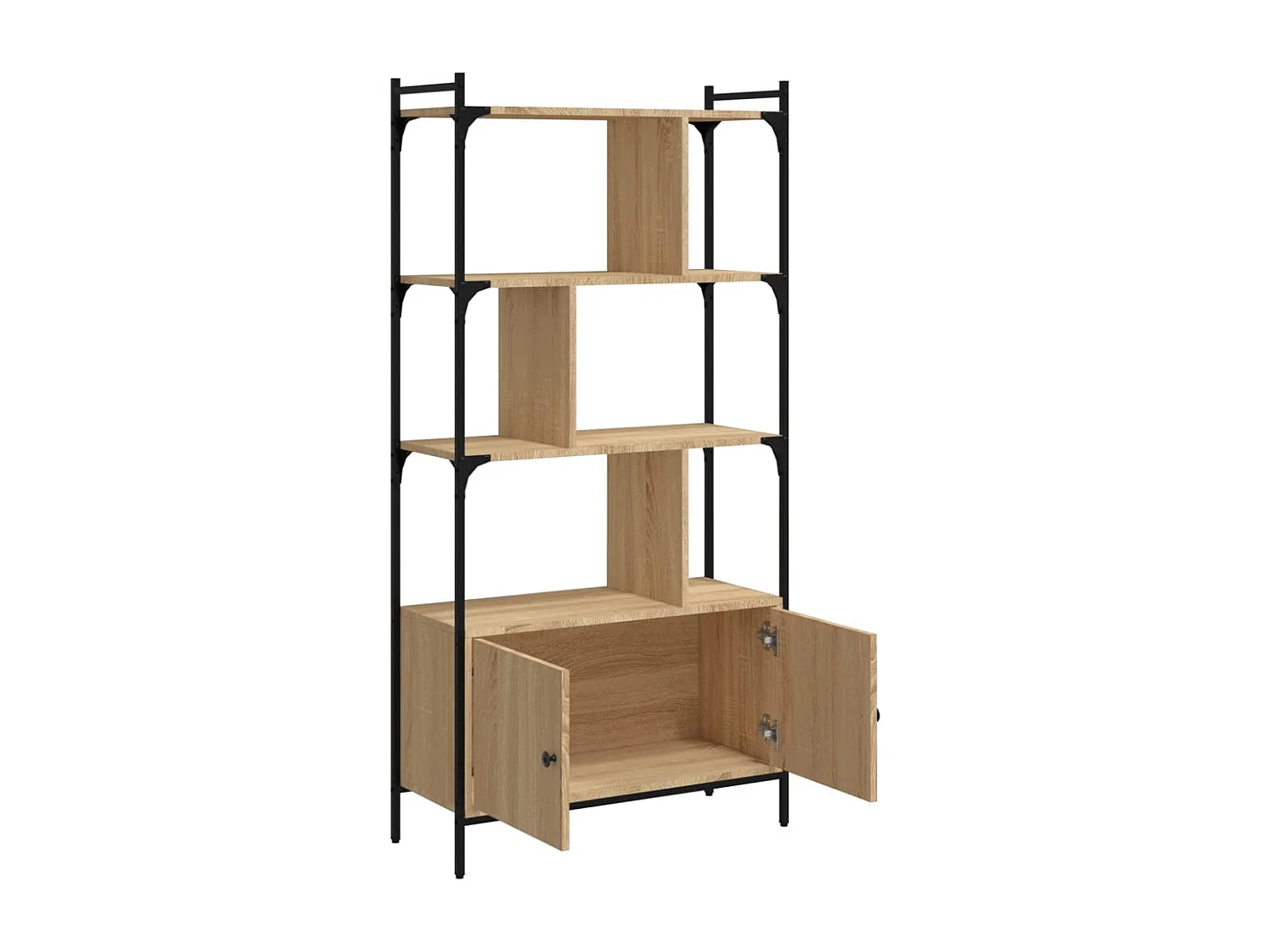 Bibliothèque | Etagère de rangement | Meuble de rangement avec portes chêne sonoma 76,5x30x154,5 cm