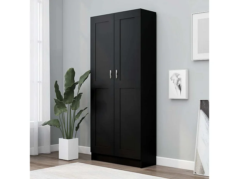 Bibliothèque | Etagère de rangement | Meuble de rangement Noir 82,5x30,5x185,5 cm Bois d'ingénierie