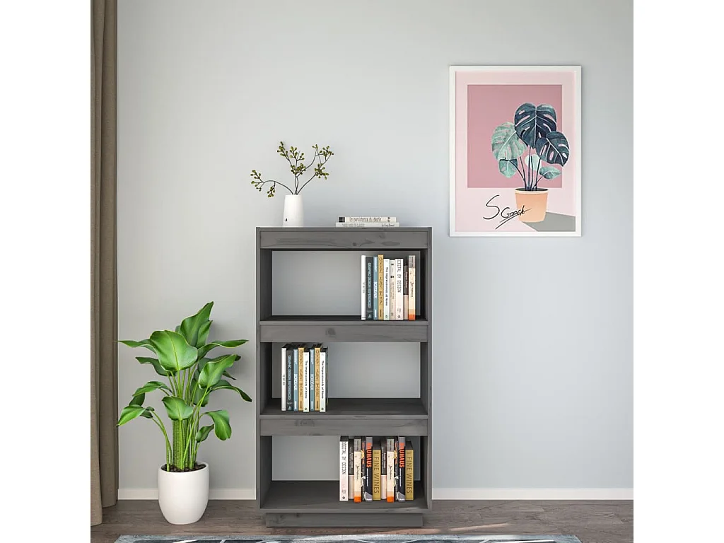 Bibliothèque | Etagère de rangement | Meuble de rangement Gris 60x35x103 cm Pin massif