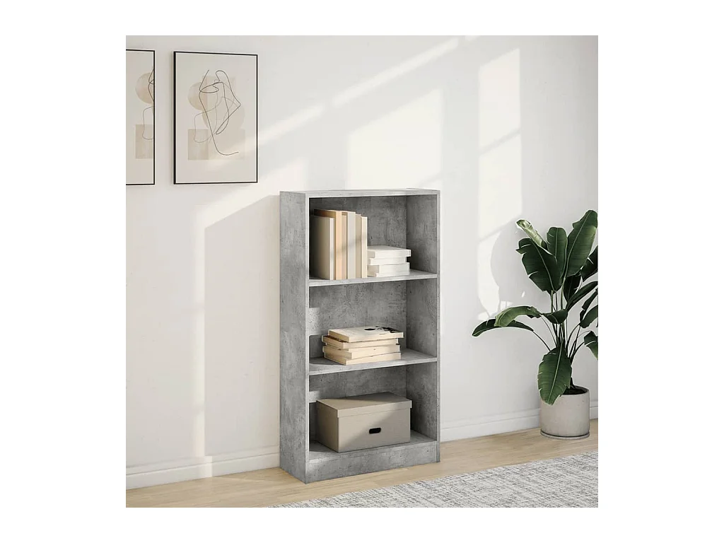 Bibliothèque | Etagère de rangement | Meuble de rangement gris béton 60x24x109 cm bois d'ingénierie