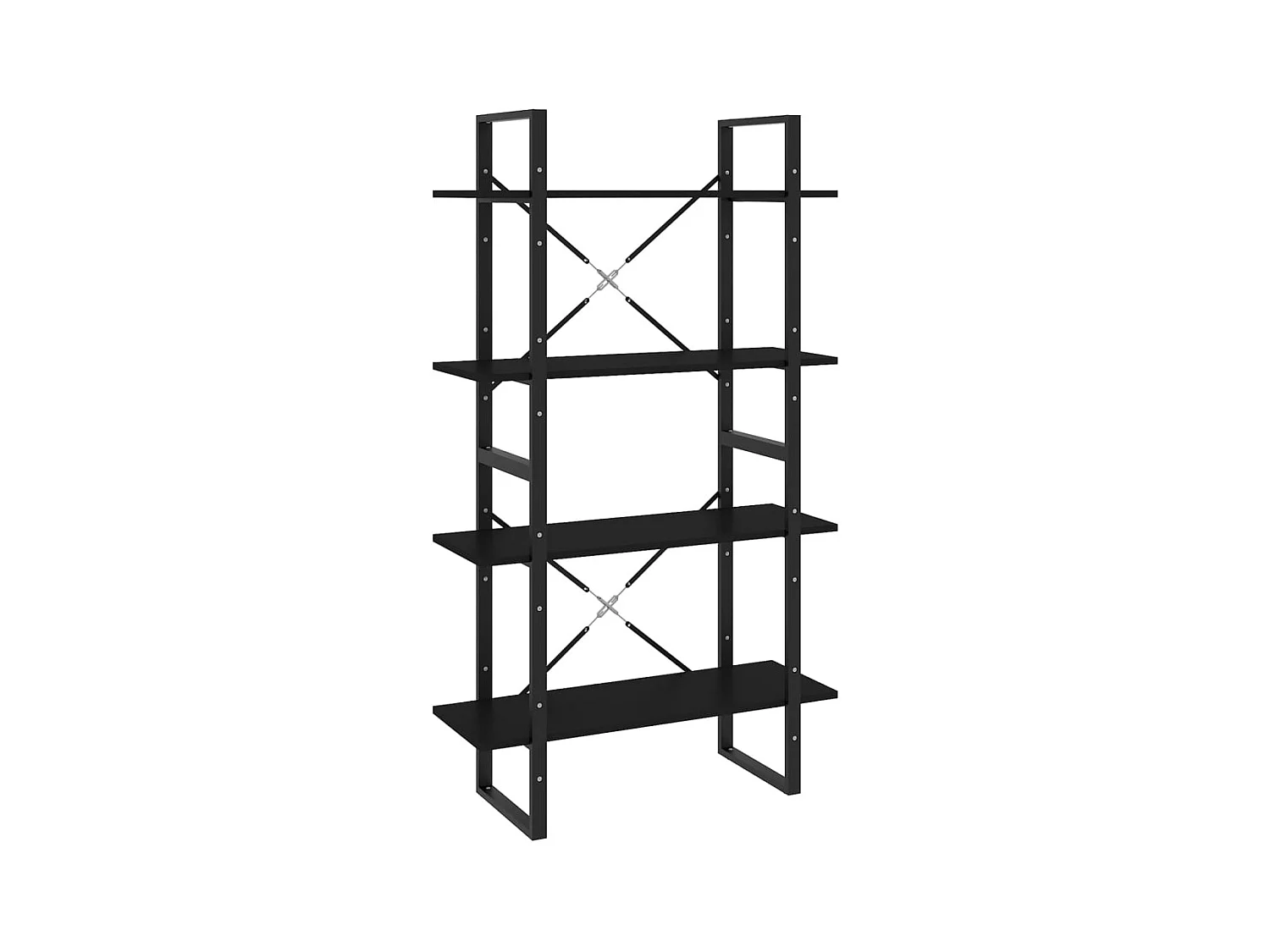 Libreria | Scaffale | Mobile di stoccaggio a 4 Ripiani Nera 80x30x140 cm in Legno Multistrato