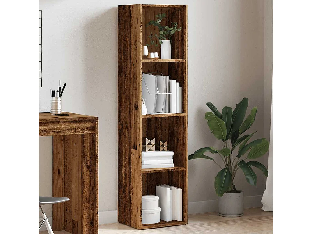 Libreria | Scaffale | Mobile di stoccaggio Legno Antico 36x30x143 cm in Legno Multistrato