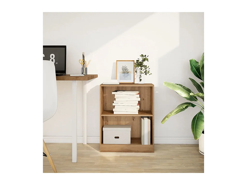 Bibliothèque | Etagère de rangement | Meuble de rangement chêne artisanal 60x24x76 cm bois d'ingénierie