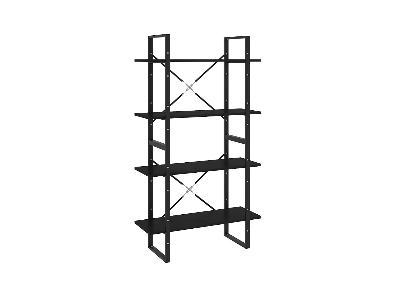 Bibliothèque | Etagère de rangement | Meuble de rangement à 4 niveaux Noir 80x30x140 cm Bois de pin massif