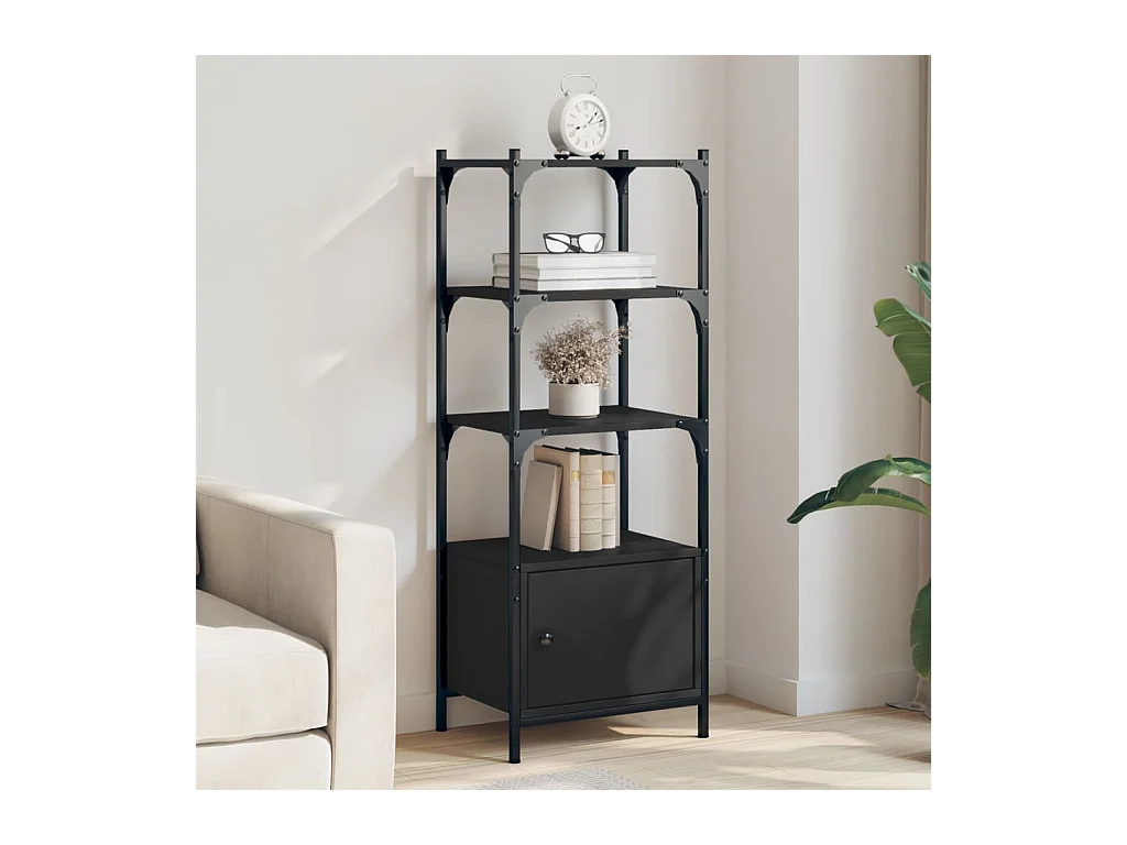 Bibliothèque | Etagère de rangement | Meuble de rangement à 3 niveaux noir 41x30x109,5 cm bois d'ingénierie