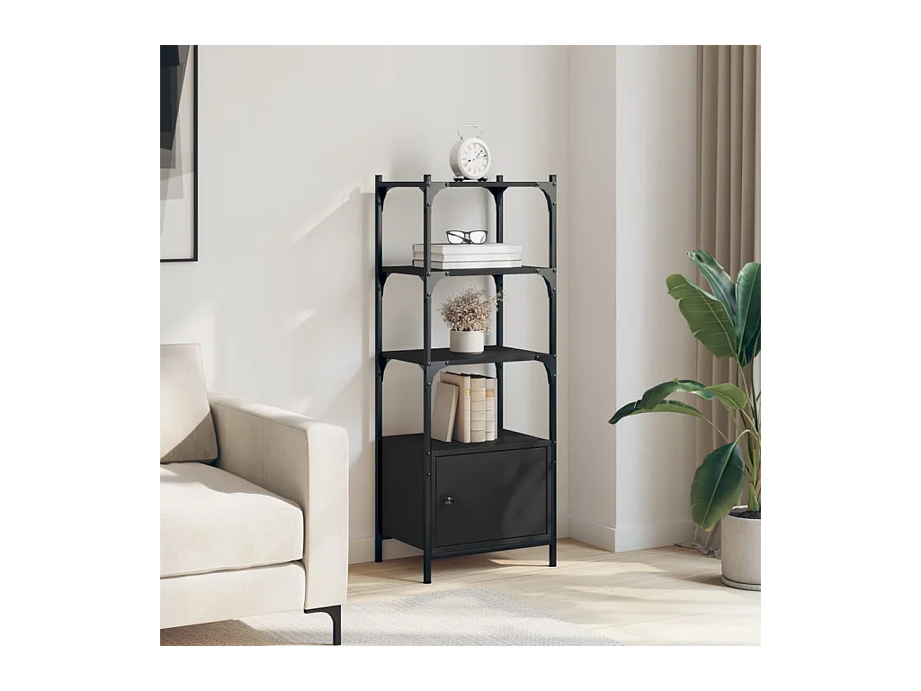 Bibliothèque | Etagère de rangement | Meuble de rangement à 3 niveaux noir 41x30x109,5 cm bois d'ingénierie