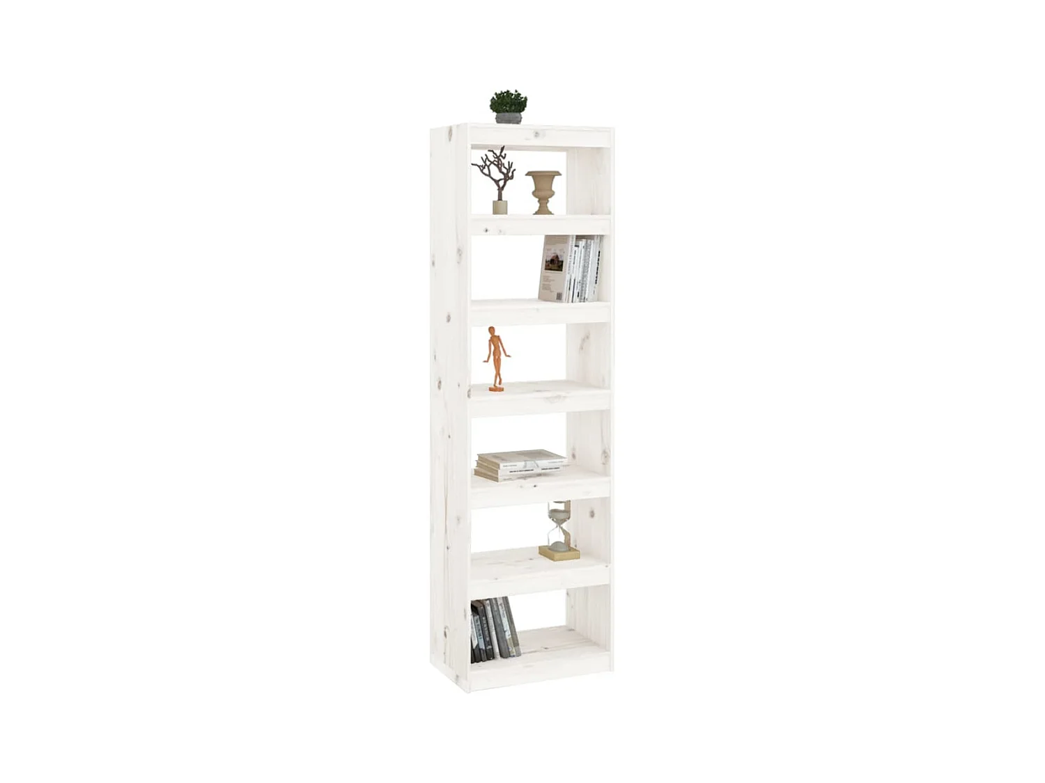Libreria | Scaffale | Mobile di stoccaggio Divisorio Bianco 60x30x199,5 cm Legno Massello di Pino