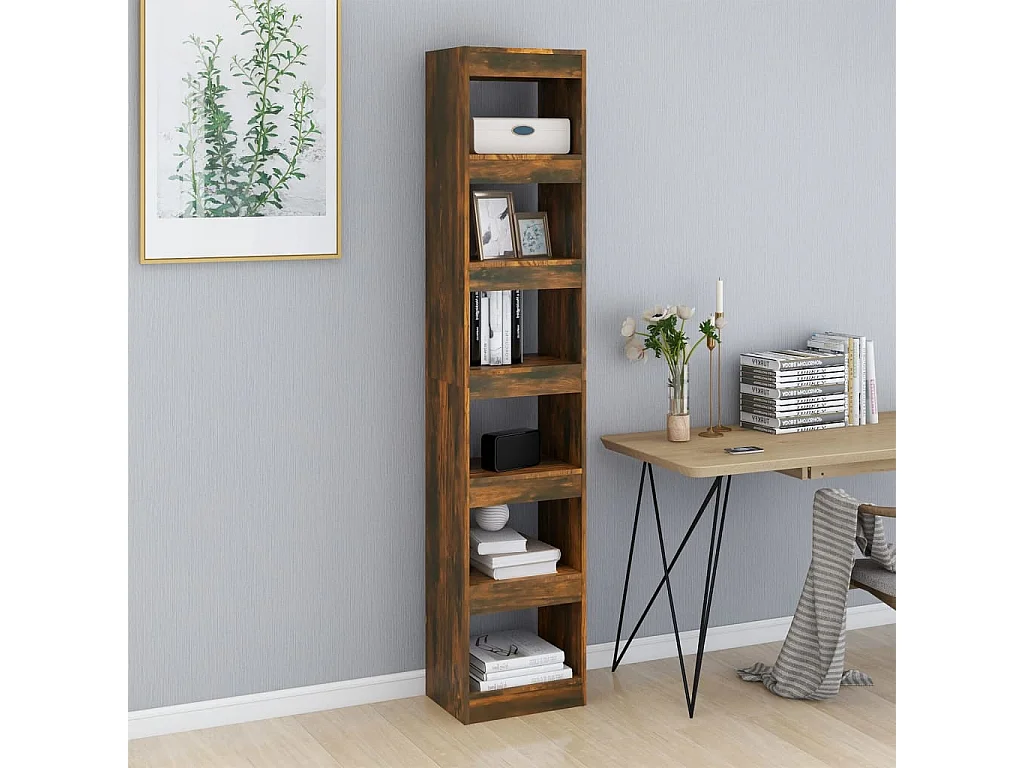 Libreria | Scaffale | Mobile di stoccaggio Divisorio Rovere Fumo 40x30x198 cm