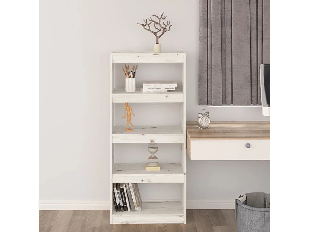 Bibliothèque | Etagère de rangement | Meuble de rangement Blanc 60x30x135,5cm Pin massif