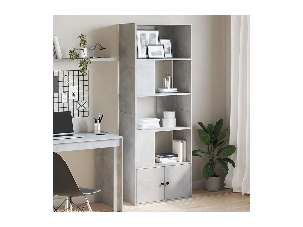 Bibliothèque | Etagère de rangement | Meuble de rangement gris béton 70x36x189 cm bois d'ingénierie