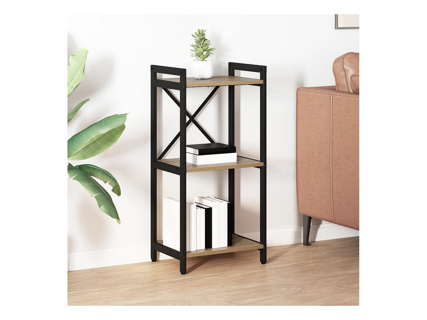 Bibliothèque | Etagère de rangement | Meuble de rangement chêne artisanal 40 x 30 x 83 cm Bois d'ingénierie