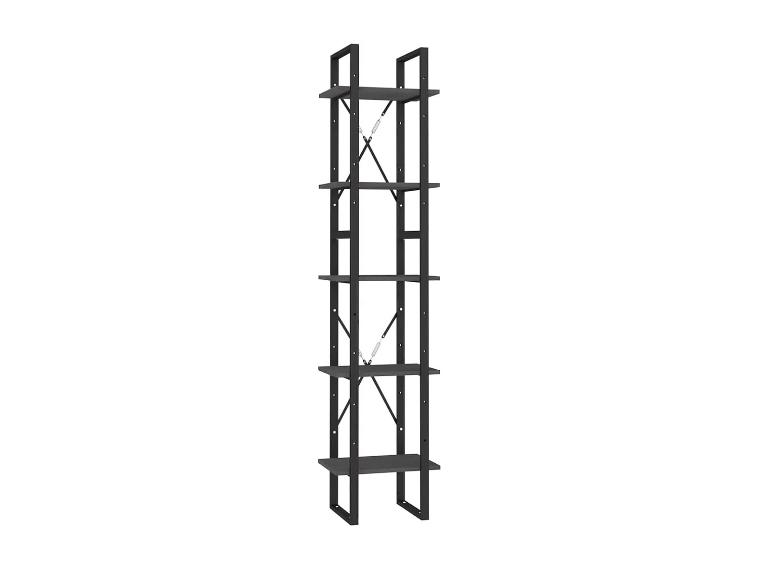 Bibliothèque | Etagère de rangement | Meuble de rangement à 5 niveaux Gris 40x30x175 cm Bois de pin