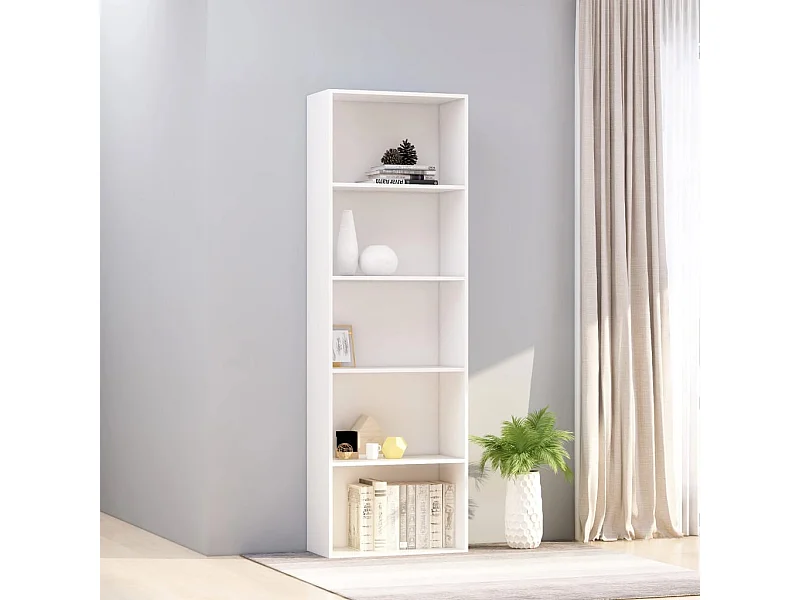 Libreria | Scaffale | Mobile di stoccaggio a 5 Ripiani Bianca 60x30x189 cm in Legno Multistrato