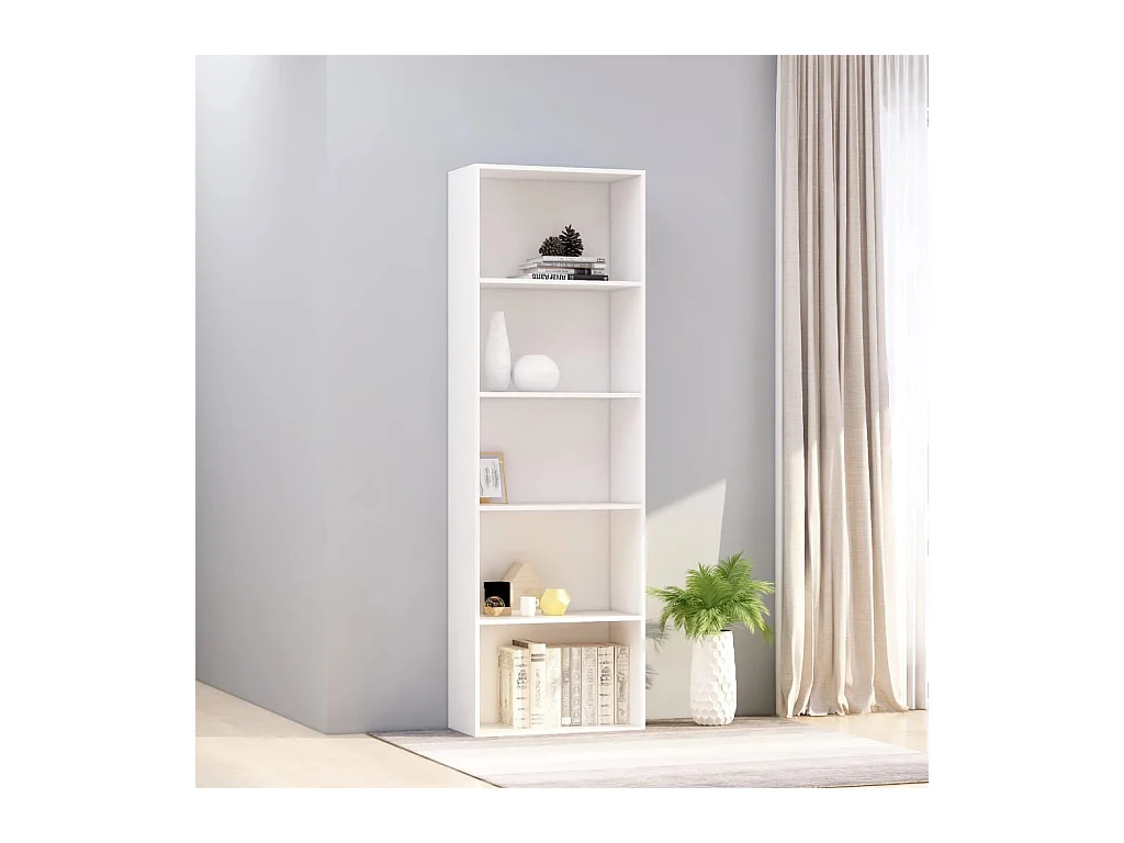 Bibliothèque | Etagère de rangement | Meuble de rangement à 5 niveaux Blanc 60x30x189 cm Bois d'ingénierie