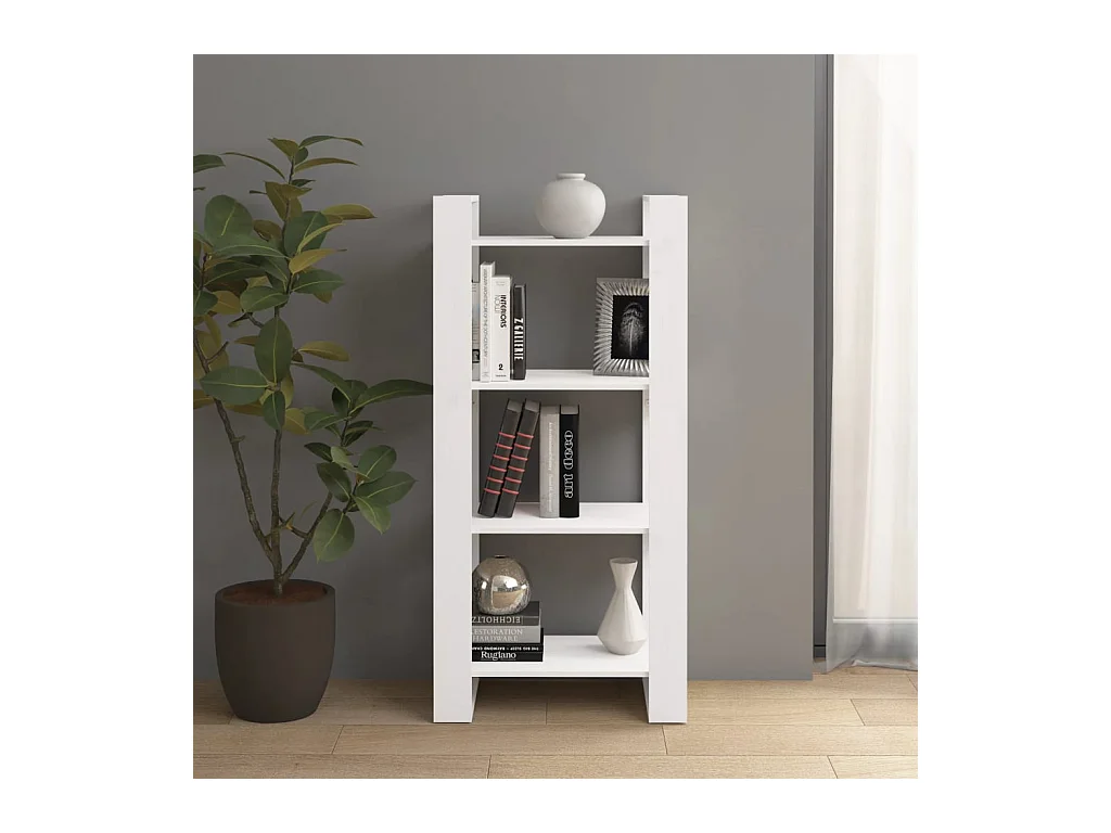 Libreria | Scaffale | Mobile di stoccaggio Divisorio Bianco 60x35x125 cm Legno Massello