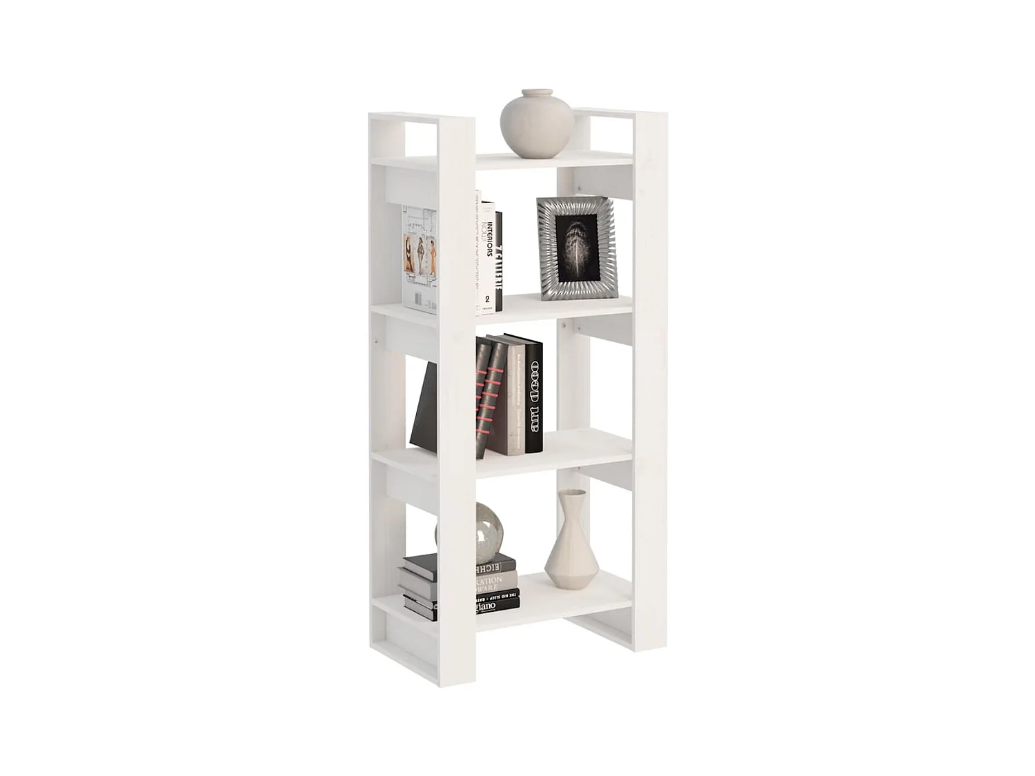 Libreria | Scaffale | Mobile di stoccaggio Divisorio Bianco 60x35x125 cm Legno Massello