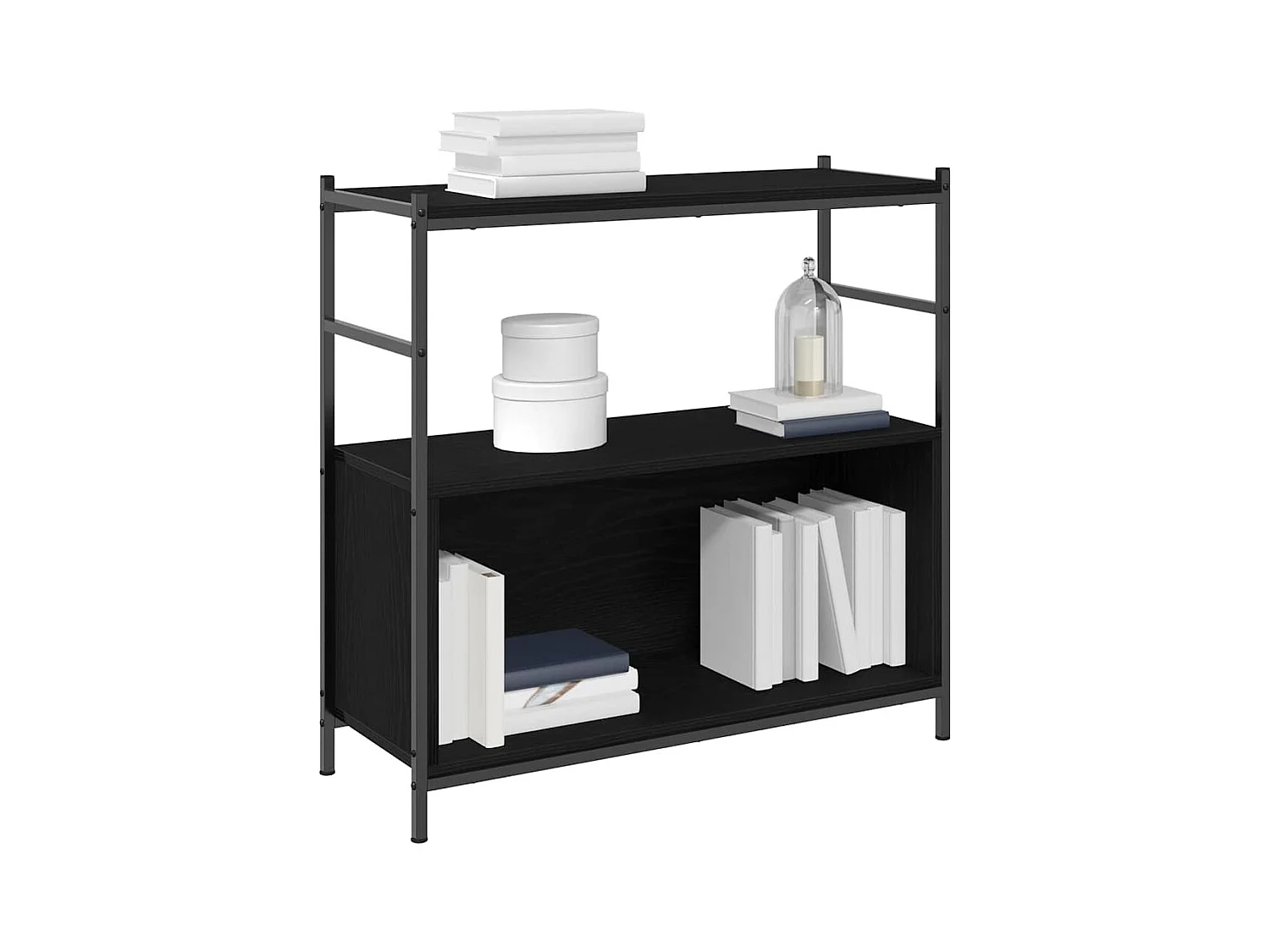 Bibliothèque | Etagère de rangement | Meuble de rangement Chêne Noir 80x30x78,5 cm Bois Égalisé