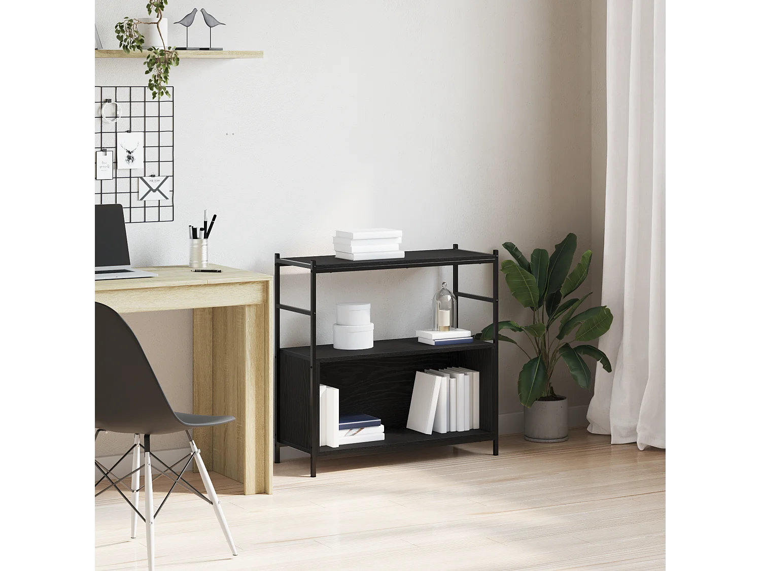 Bibliothèque | Etagère de rangement | Meuble de rangement Chêne Noir 80x30x78,5 cm Bois Égalisé