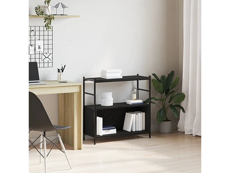 Bibliothèque | Etagère de rangement | Meuble de rangement Chêne Noir 80x30x78,5 cm Bois Égalisé