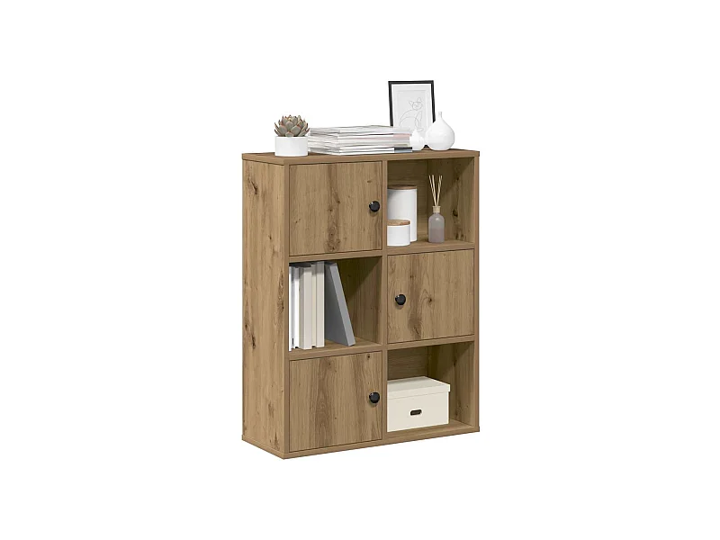 Bibliothèque | Etagère de rangement | Meuble de rangement chêne artisanal 60x24x76,5 cm bois d'ingénierie