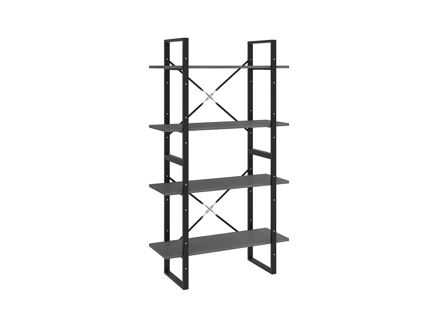 Bibliothèque | Etagère de rangement | Meuble de rangement à 4 niveaux Gris 80x30x140 cm Bois de pin massif