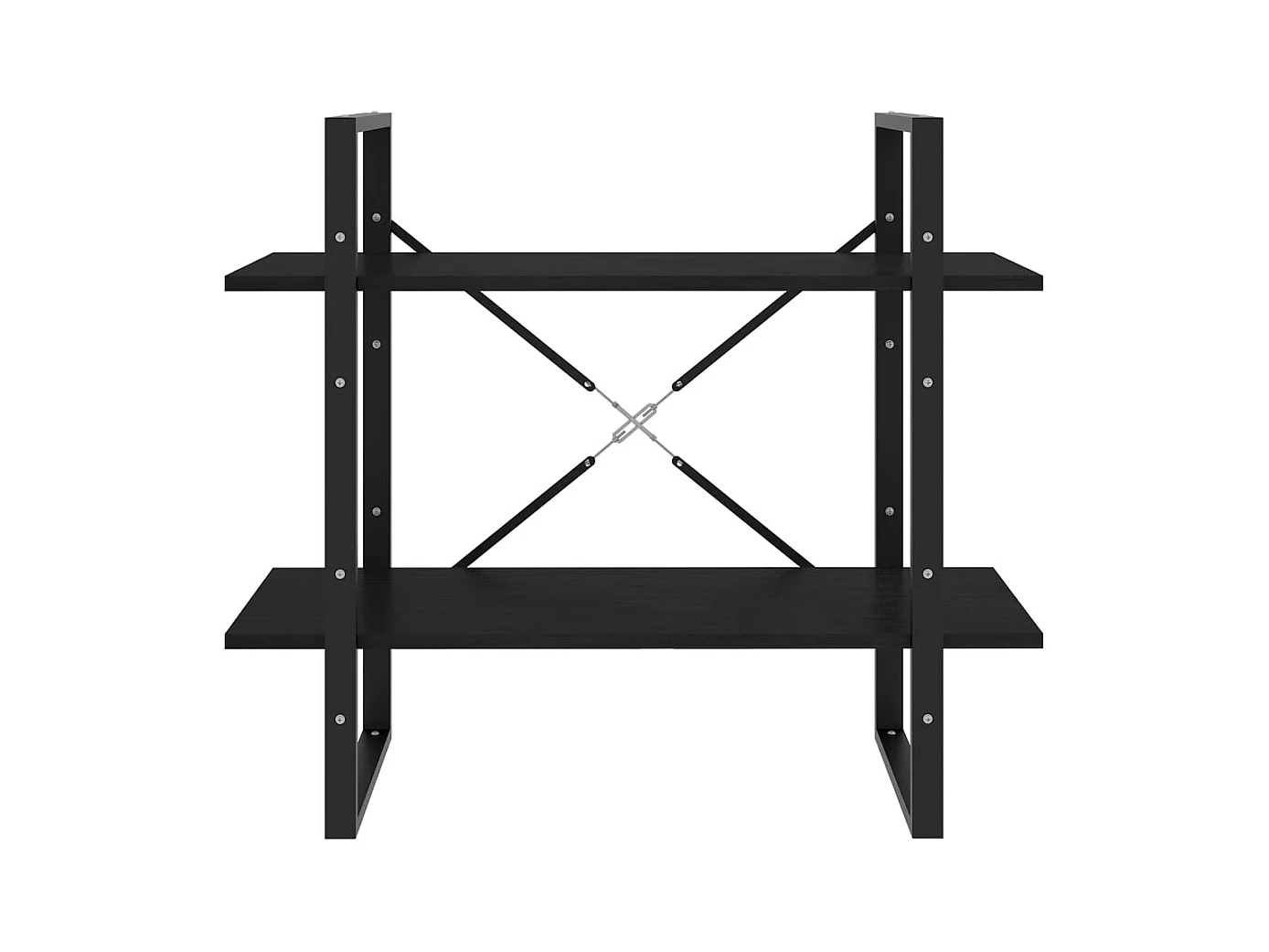 Bibliothèque | Etagère de rangement | Meuble de rangement à 2 niveaux Noir 80x30x70 cm Bois de pin massif