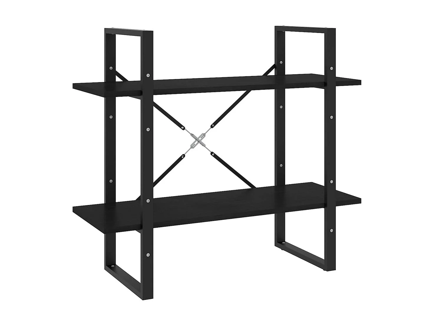 Libreria | Scaffale | Mobile di stoccaggio a 2 Ripiani Nera 80x30x70 cm in Massello di Pino