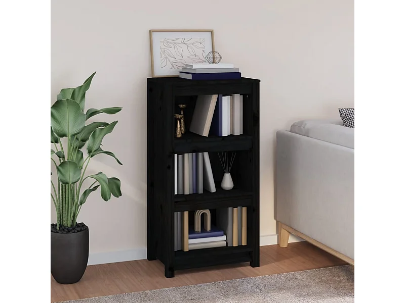 Libreria | Scaffale | Mobile di stoccaggio Nera 50x35x97 cm in Legno Massello di Pino