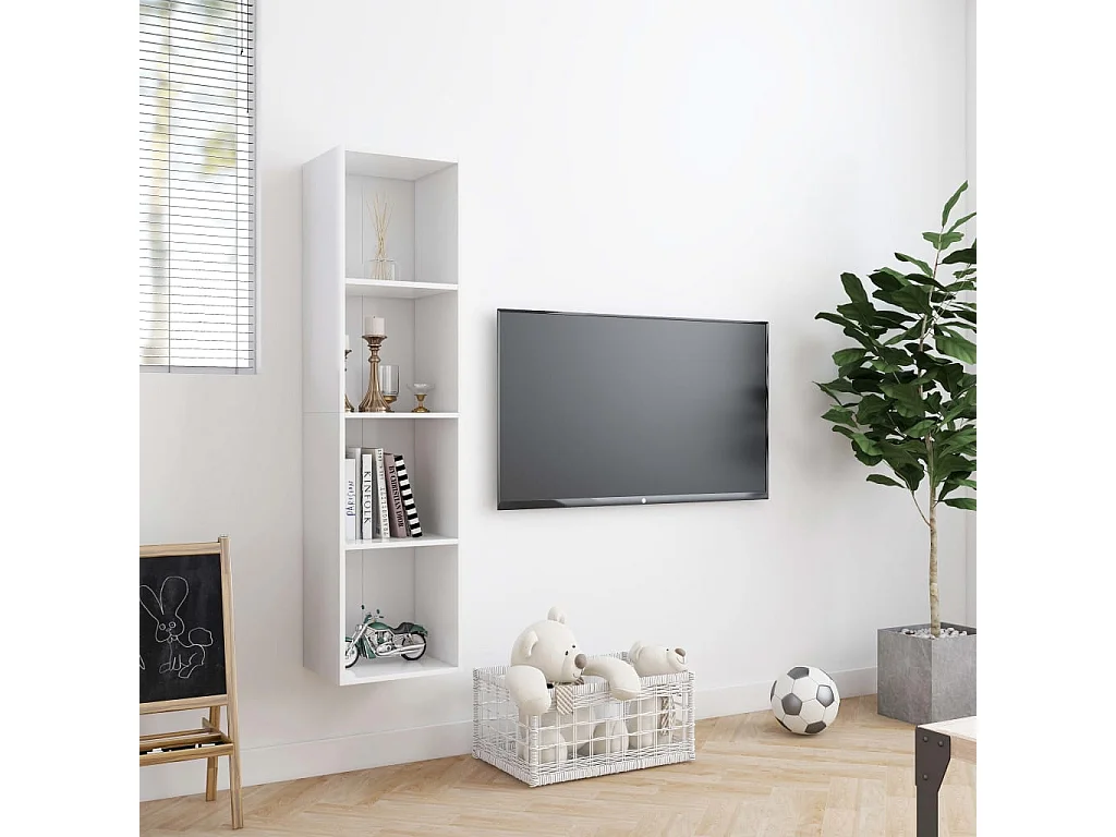 Bibliothèque Meuble TV | Etagère de rangement | Meuble de rangement Blanc 143x30x36 cm