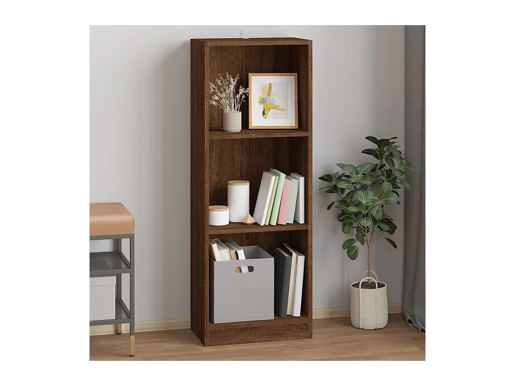 Bibliothèque | Etagère de rangement | Meuble de rangement 3 niveaux Chêne marron 40x24x109cm Bois ingénierie