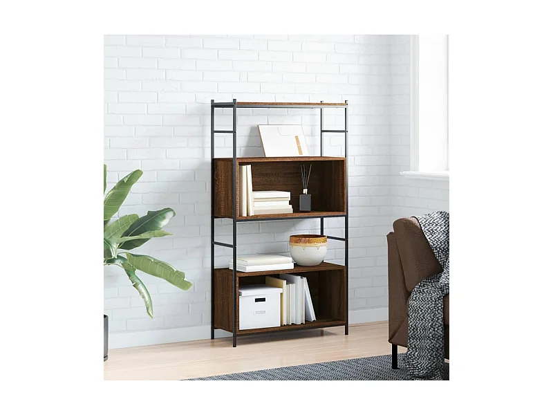 Bibliothèque | Etagère de rangement | Meuble de rangement chêne brun 80x30x145,5 cm bois d'ingénierie et fer