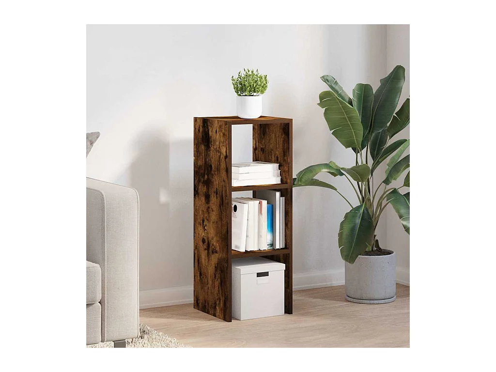 Bibliothèque | Etagère de rangement | Meuble de rangement empilable chêne fumé 30x30x80 cm bois d'ingénierie