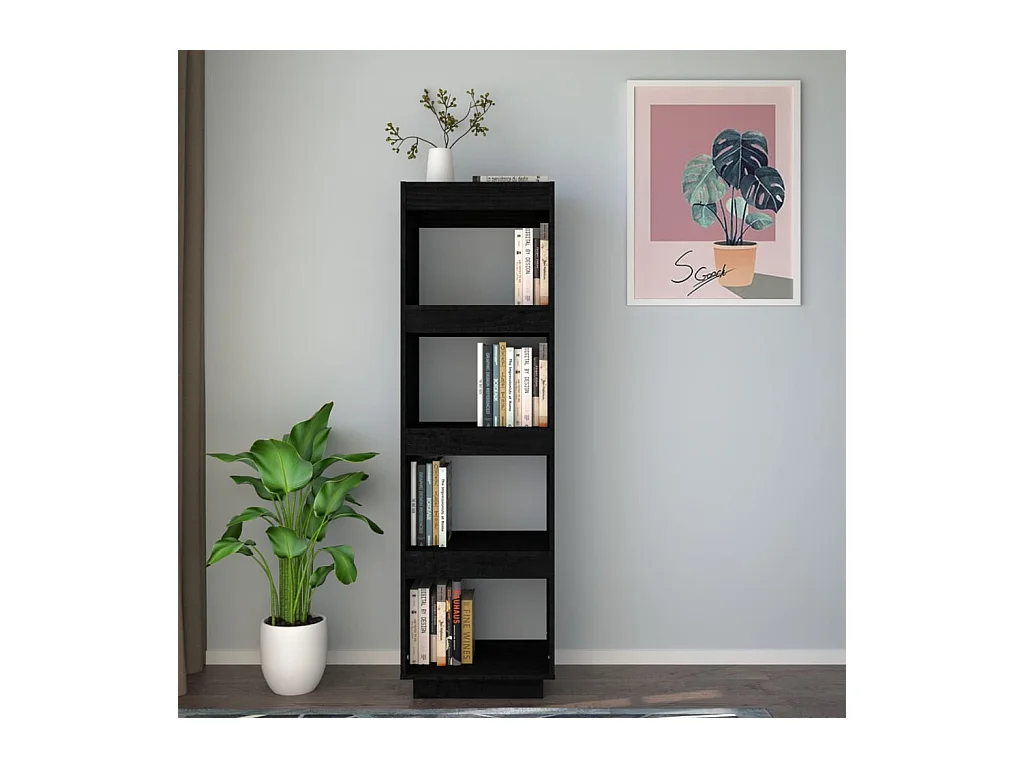 Bibliothèque | Etagère de rangement | Meuble de rangement Noir 40x35x135 cm Pin massif